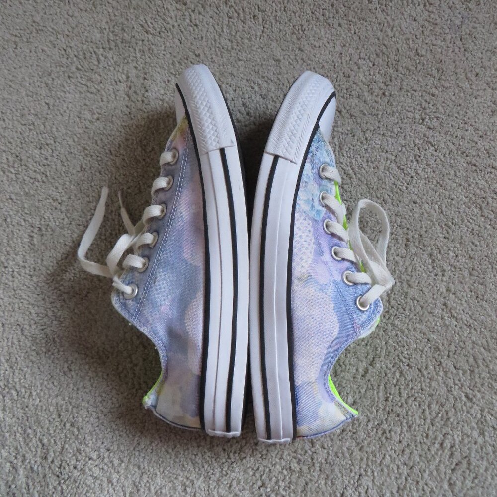 Converse Low Top Sneakers in White with Neon Lime Interior - Picture 7 of 10